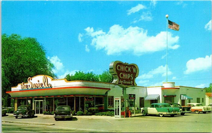 Susie-Q Chick N Chips - Old Postcard